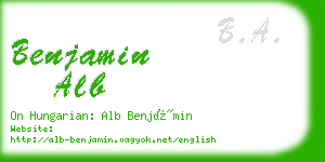 benjamin alb business card